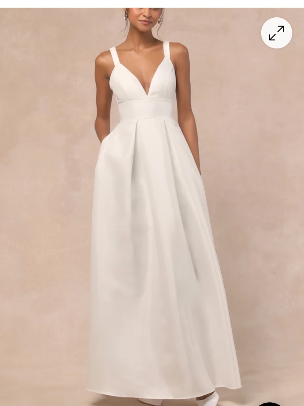 Lulus bridal dress deep v white long